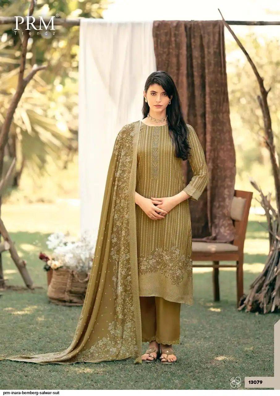 INARA BY PRM TRENDZ 13075 To 13080 Stylish Beautiful Colourful PURE BEMBERG MUSLINE SILK Dresses At Wholesale Price